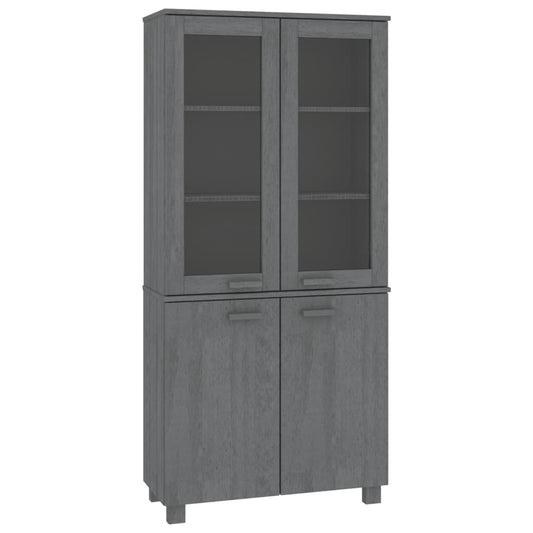 Highboard Set of 2 Dark Grey Solid pine wood, MDF, glass