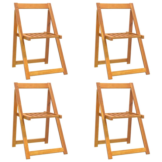Garden Chair Set of 4 Natural Wood Solid Acacia Wood Standard