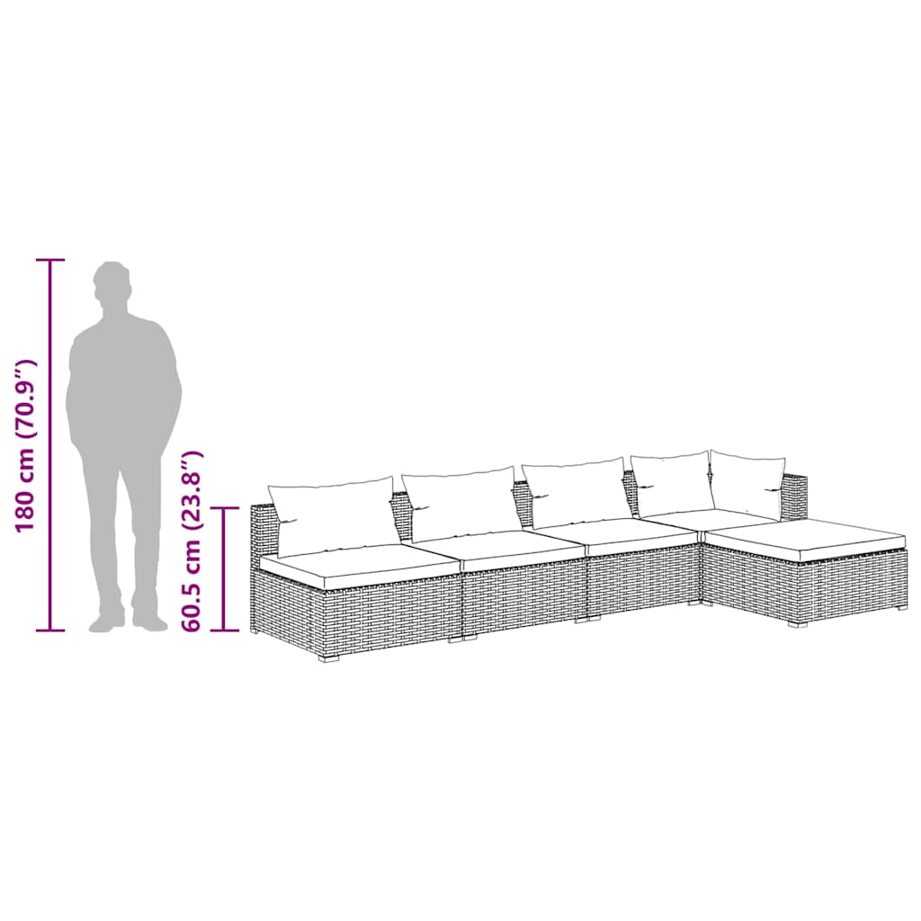 Garden Lounge Set Black, Water blue