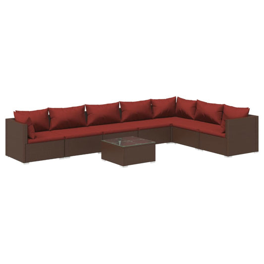 Garden Lounge Set Brown PE Rattan Large Modular