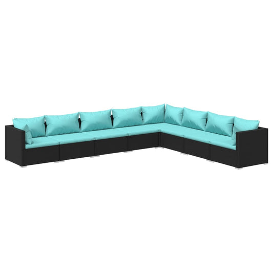 Garden Lounge Set Black PE rattan Large Modular