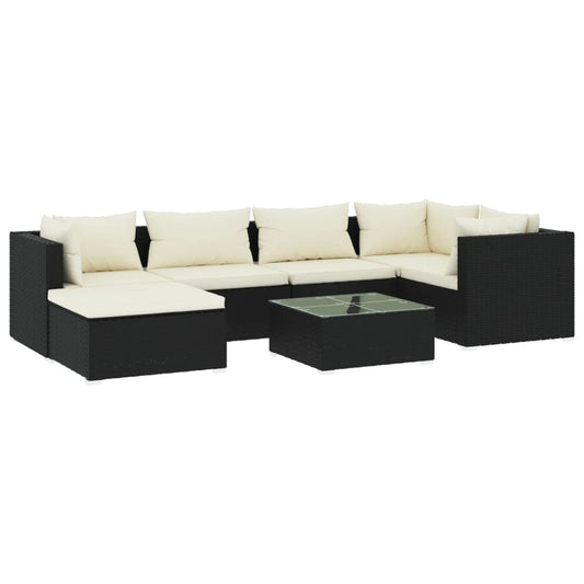 Garden Lounge Set Black PE rattan Large Modular