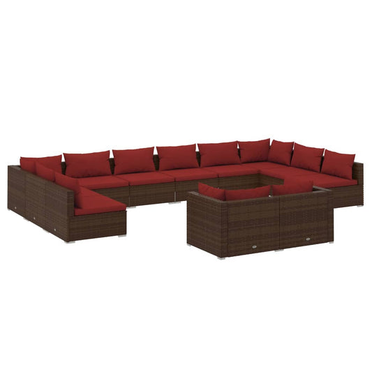 Garden Lounge Set Brown PE rattan, powder-coated steel, plastic