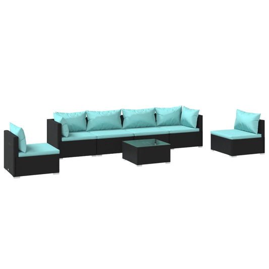 Garden Lounge Set Black PE rattan Large Modular