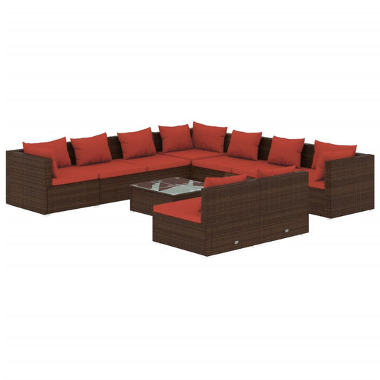 Garden Lounge Set Brown Poly Rattan Large Modular