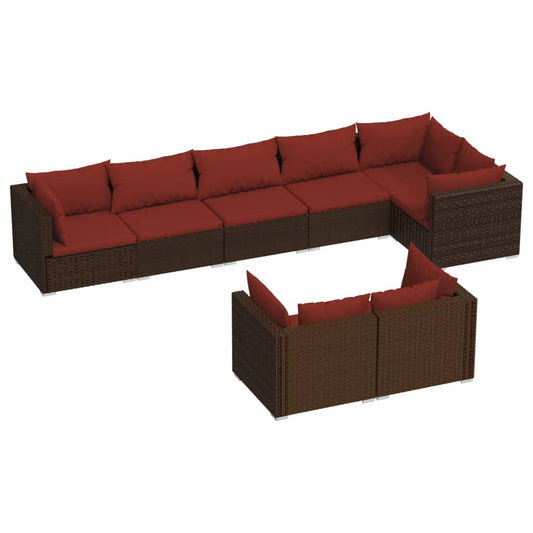Garden Lounge Set Brown, Cinnamon Red