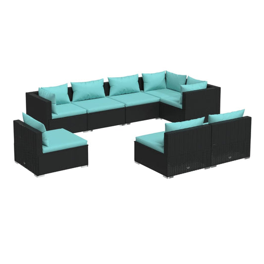 Garden Lounge Set Black and Water Blue