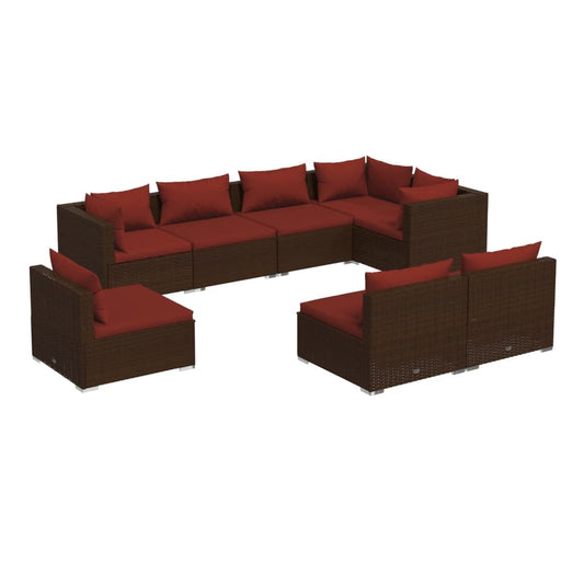 Garden Lounge Set Brown and Cinnamon Red