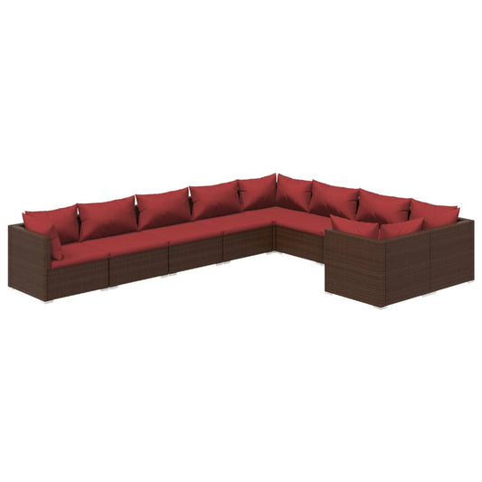 Garden Lounge Set Brown and Cinnamon Red