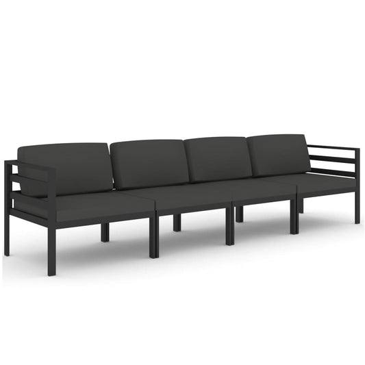 Garden Lounge Set Anthracite Aluminum, Polyester Large Modular