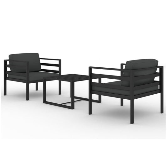 Garden Lounge Set Anthracite Aluminum 3 Piece Set Modular