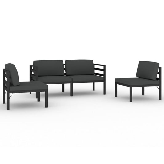 Garden Lounge Set Anthracite Aluminum, Polyester Standard Modular