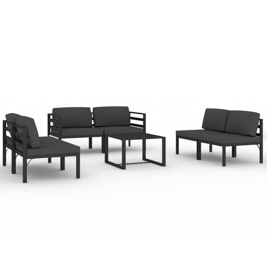 Garden Lounge Set Anthracite Aluminum, Polyester 7 Piece Modular