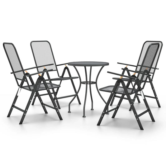 Garden Dining Set Charcoal Expanded metal mesh Compact Foldable