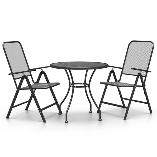 Garden Dining Set Anthracite Expanded metal mesh Medium Foldable