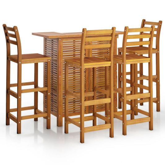 Garden Bar Set Brown Solid Acacia wood Medium Footrest