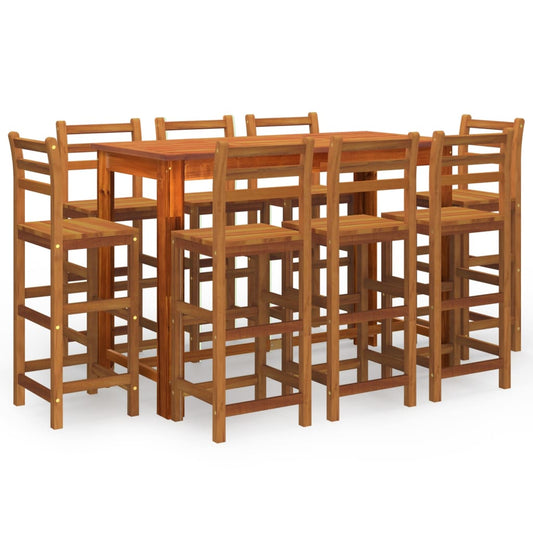 Garden Bar Set Natural Wood Solid acacia wood with oil finish Large