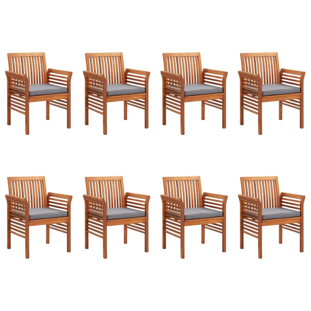 Garden Dining Chair Set of 8 Dark Grey Solid acacia wood Standard