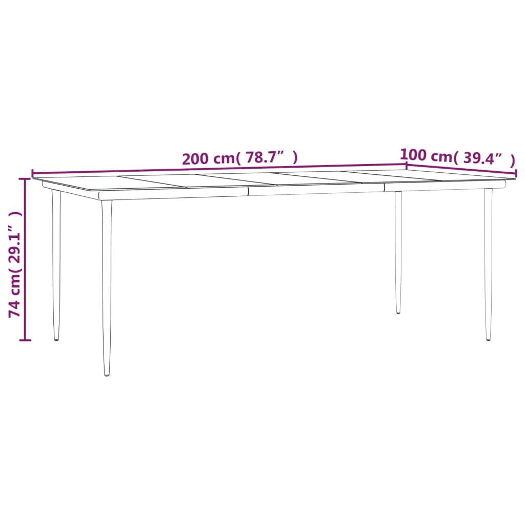 Dining Table Black Powder-coated steel Large Durable