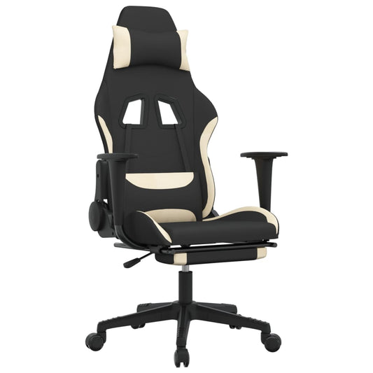 Gaming Chair Black and Cream Polyester Gaming Chair Rectangular