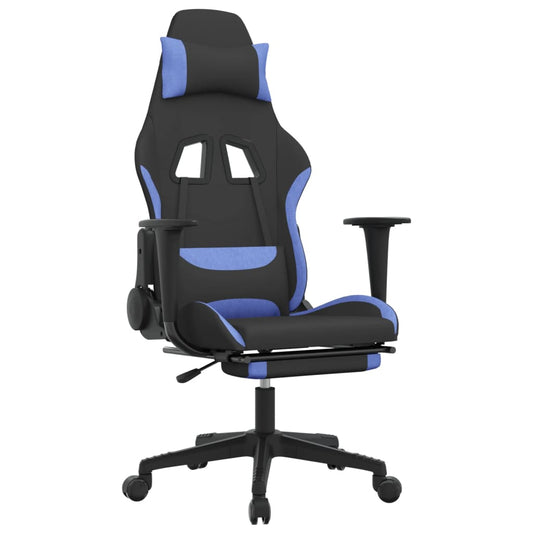 Gaming Chair Black and Blue Fabric (100% polyester), Metal, Plywood