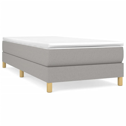 Bed Frame Light Gray Polyester, Plywood, Engineered Wood Twin XL