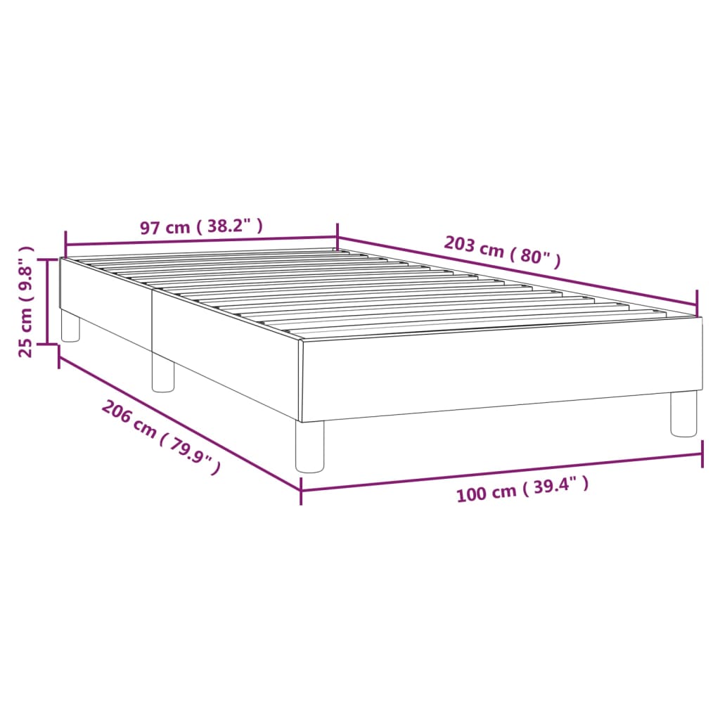 Bed Frame Black Faux leather, plywood Twin XL Sturdy Bed Frame