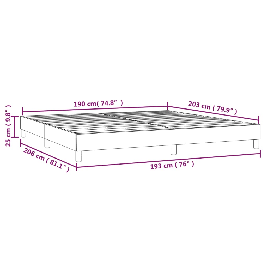 Bed Frame Light Grey Velvet, plywood, engineered wood King