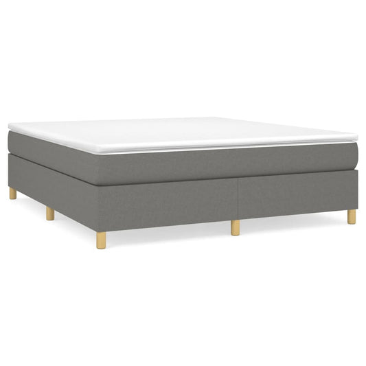 Box Spring Bed Frame Dark Gray California King Fabric (US Only)