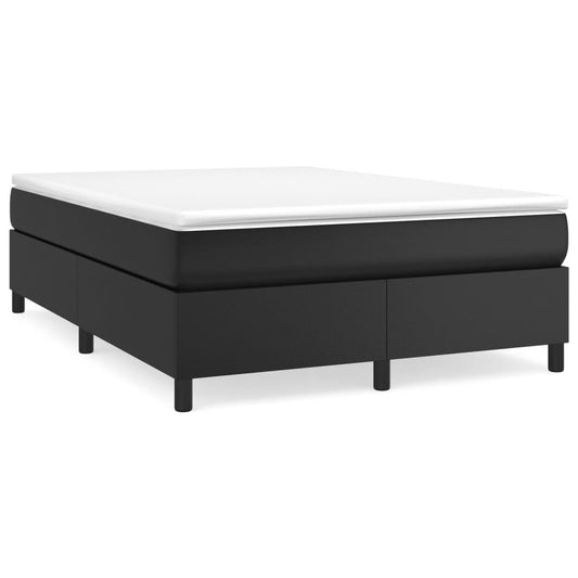 Bed Frame Black Faux Leather, Plywood, Engineered Wood Queen