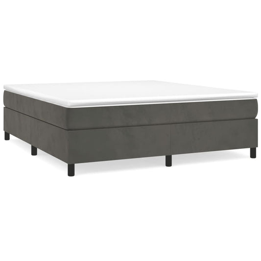 Bed Frame Dark Grey Velvet (100% polyester), plywood, engineered wood