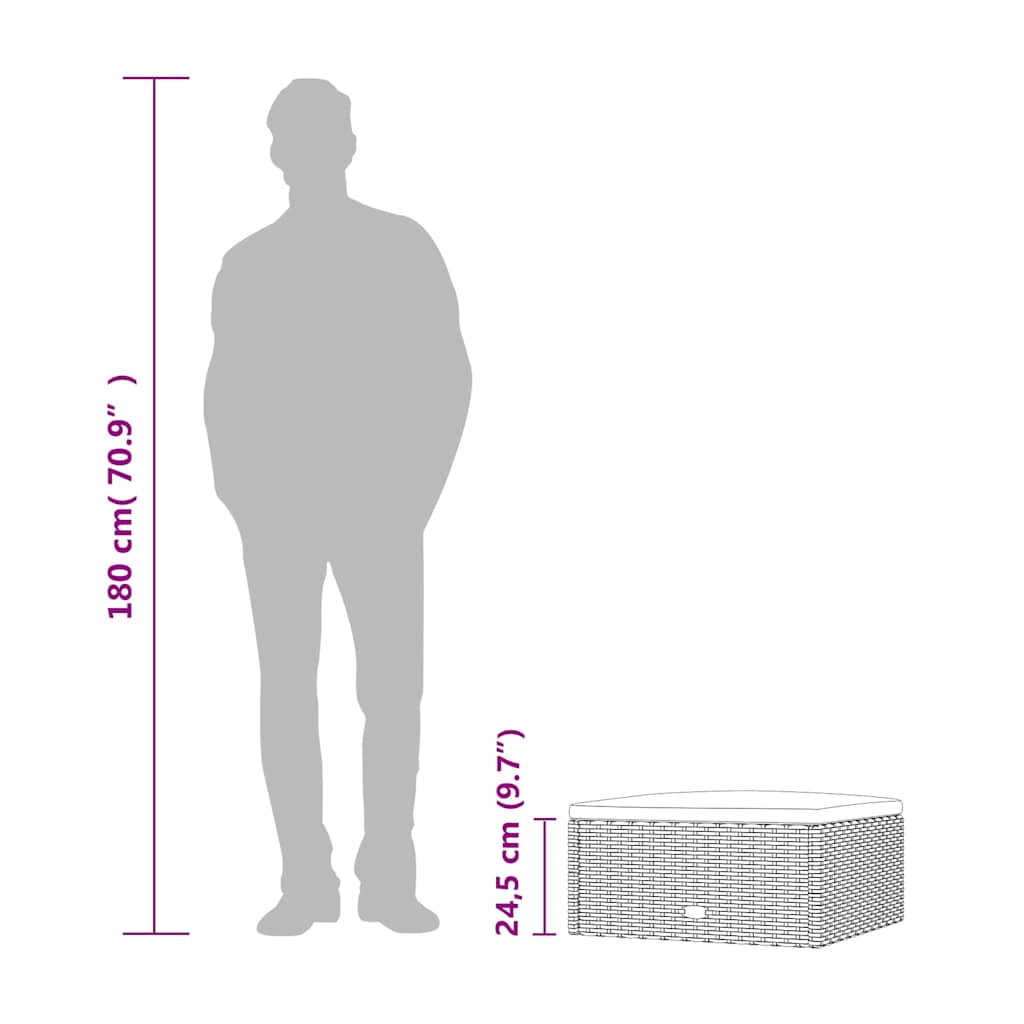 Garden Footstool Black PE rattan Small Modular Garden Footstool