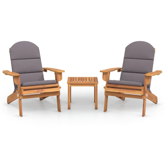 3 Piece Adirondack Patio Lounge Set Solid Wood Acacia