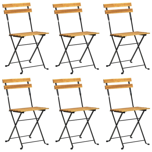 Garden Chair Set of 6 Brown Solid Acacia wood Standard