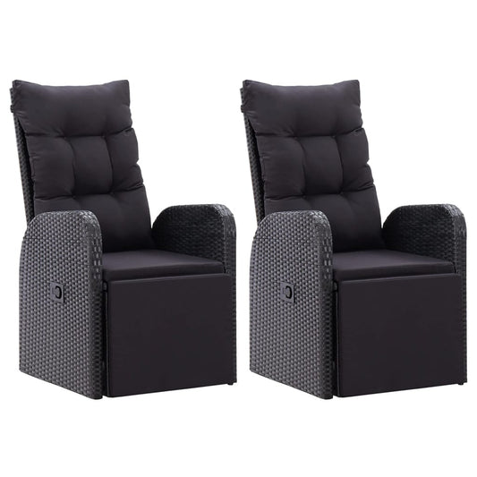 Reclining Garden Chair Set of 2 Black