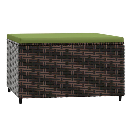 Patio Footrest Brown PE rattan, powder-coated steel, polyester
