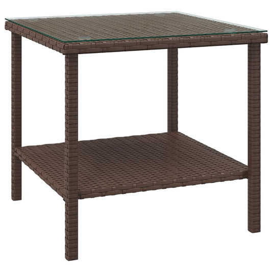 Side Table Brown Poly Rattan Small Durable Side Table Square