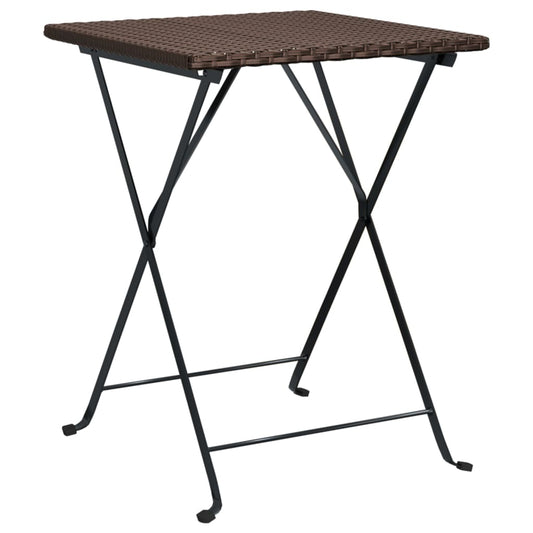 Folding Bistro Table Brown PE Rattan Medium Foldable