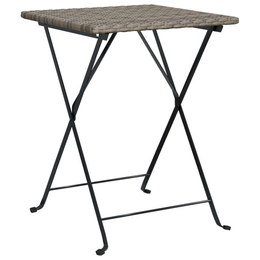 Folding Bistro Table Grey PE rattan, powder-coated steel Compact