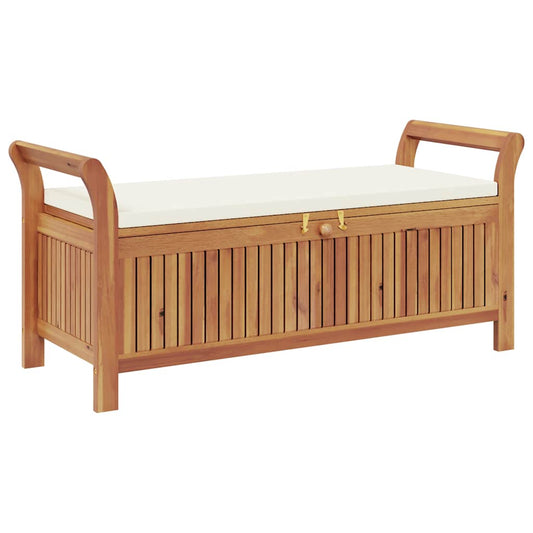 Garden Storage Bench Cream white, natural wood