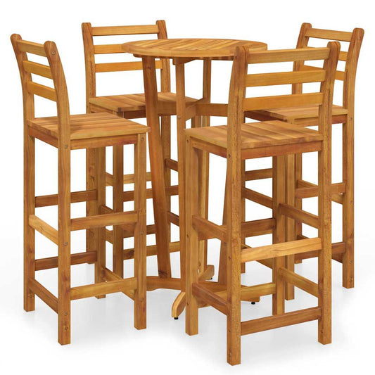 Garden Bar Set Natural wood Solid Acacia wood Compact Footrest