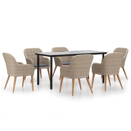 Garden Dining Set Brown Poly rattan Medium Ergonomic Dining Set