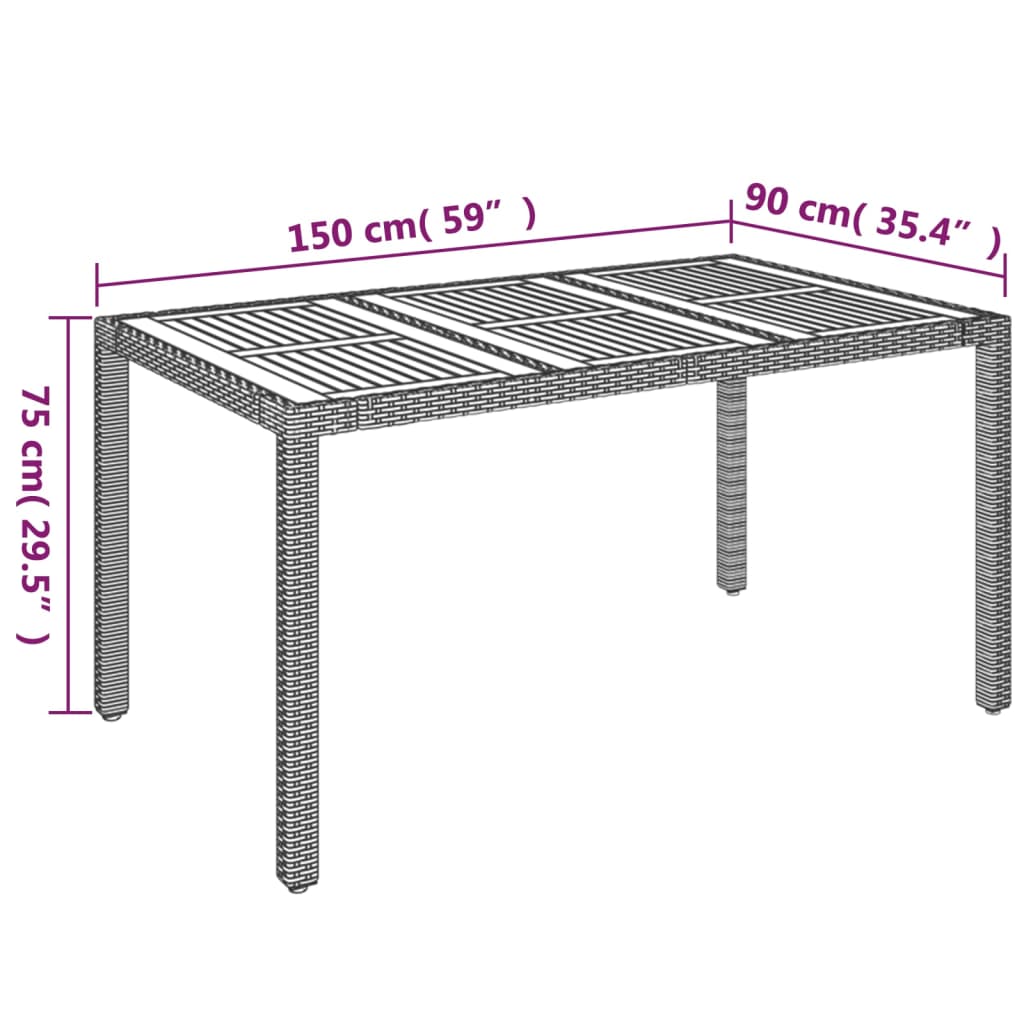 Garden Dining Set Grey PE rattan 5 Piece Set Adjustable Armrests