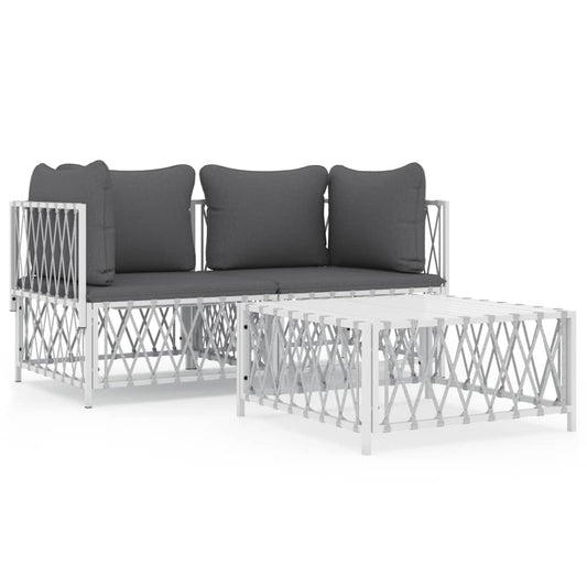 Garden Lounge Set White, Dark Grey