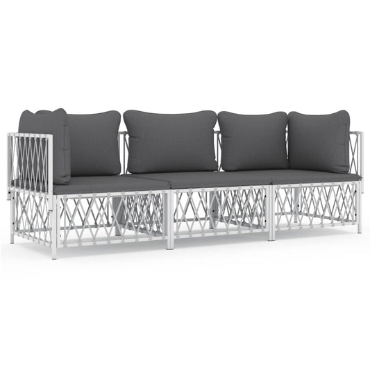 Garden Lounge Set White, Dark Grey