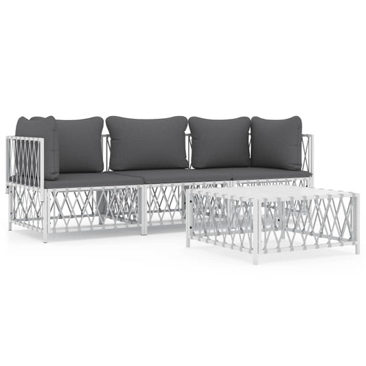 Garden Lounge Set White, Dark Grey
