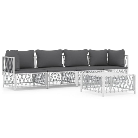 Garden Lounge Set White, Dark Grey