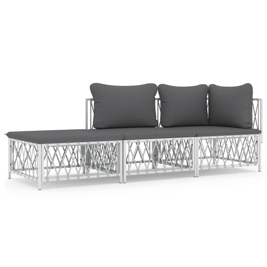 Garden Lounge Set White, Dark Grey