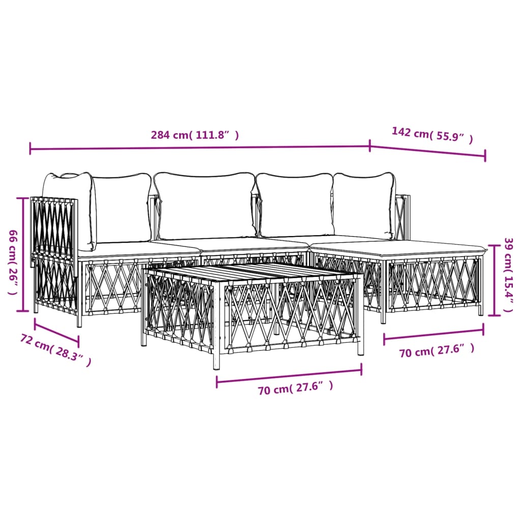 Garden Lounge Set White and Dark Grey