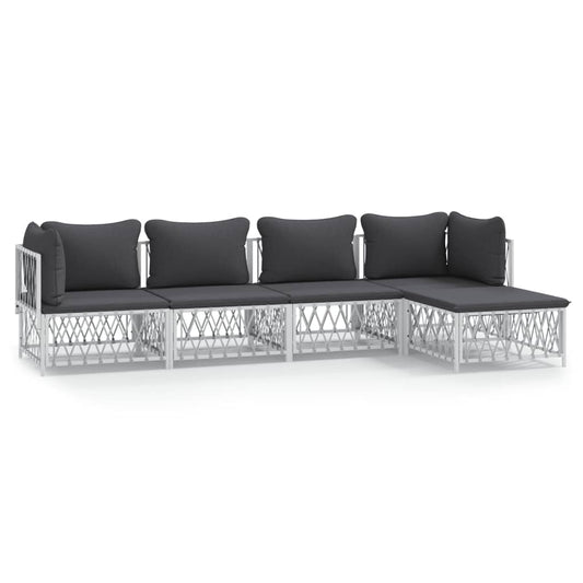 Garden Lounge Set White, Dark grey